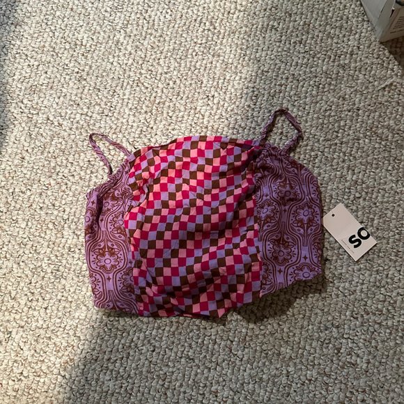 JUNIORS SO CROPPED PRINT HANDEKERCHIEF TANK SIZE M #512 - Picture 2 of 3